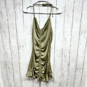 green emerald velvet dress Flora Satin Mini Dress main image 1